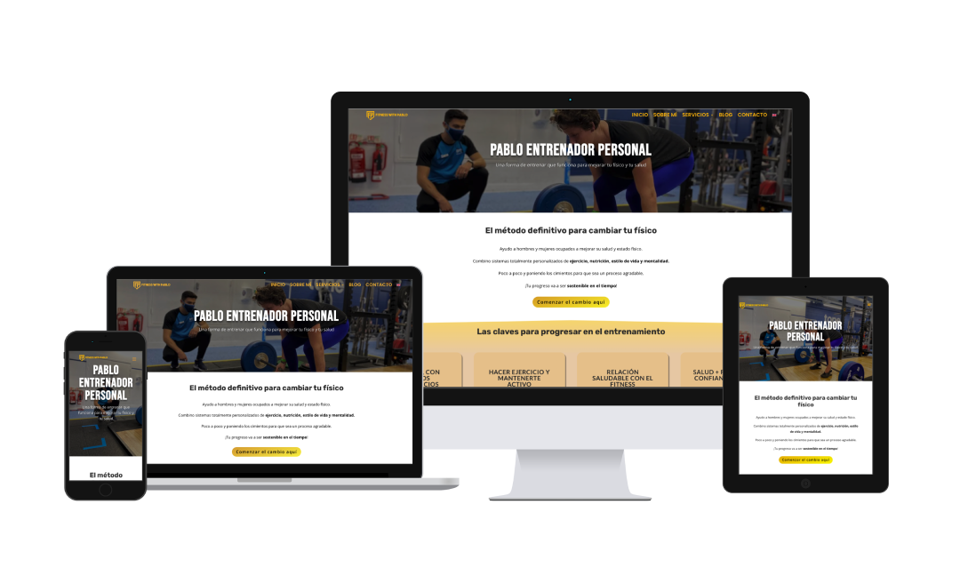 imagen de la web de un proyecto responsive mostrada en todo tipo de pantallas