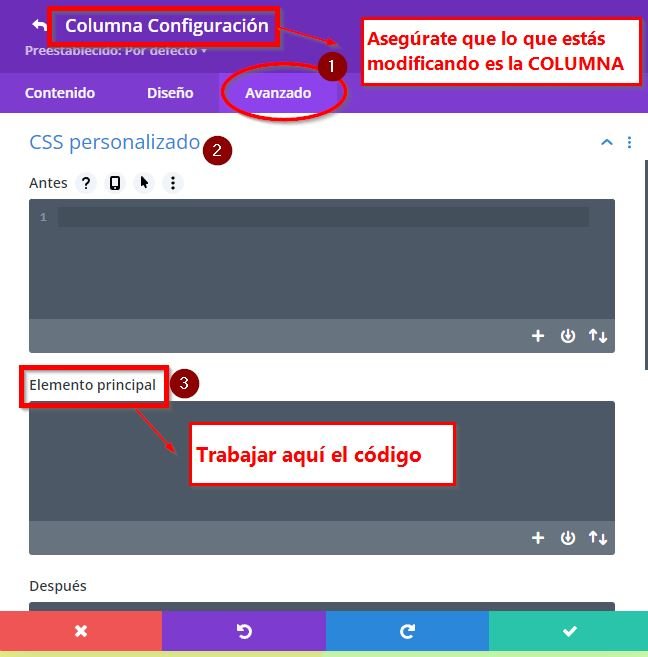 cómo añadir CSS personalizado a una columna de DIVI
